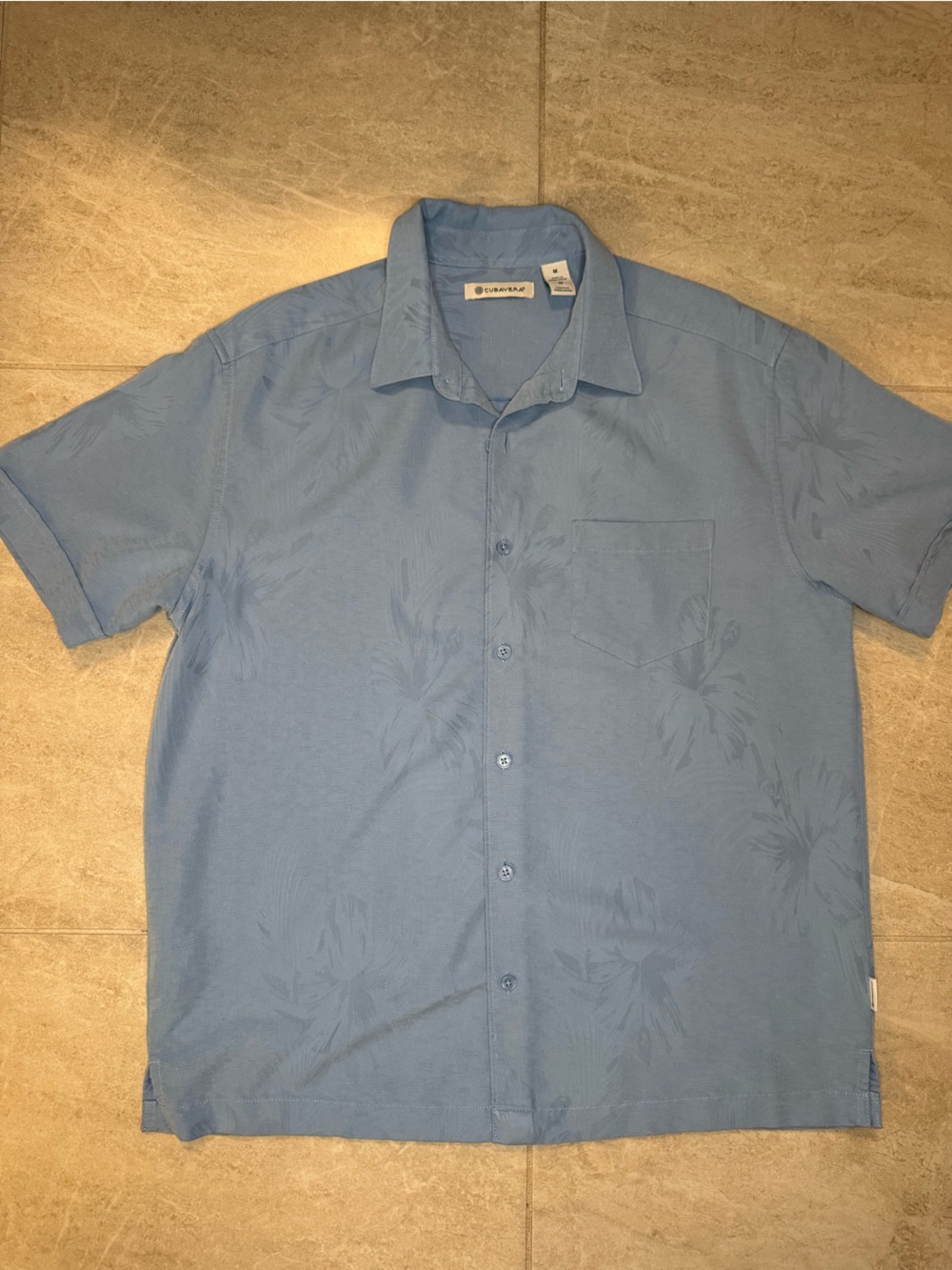 Cubavera Men's Light Blue Short-Sleeve Button-Down Shirt